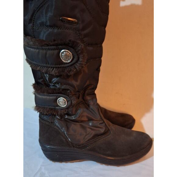 Pajar Women's Side Zip Wedge Heel Faux Fur Lined Boots Brown Suede/Nylon Size 40 - Picture 3 of 7